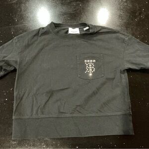 Burberry Girls Black Stud Detail T-Shirt
